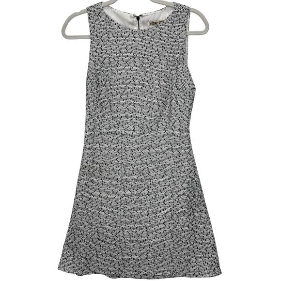 Alice + Olivia Tweed Mini Dress Black White Open Back Size 2 - Picture 3 of 6